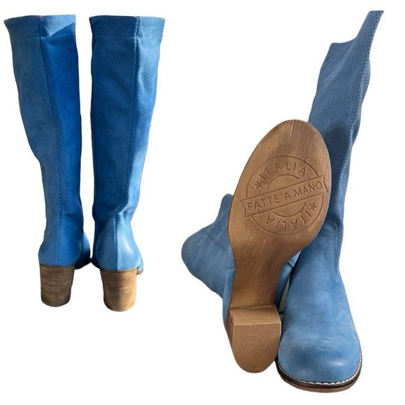 Zopato Hand Made Italian Suede Tall Boots Colbalt Blue - Picture 8 of 10
